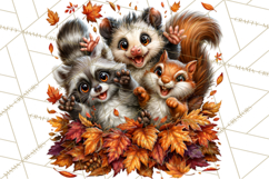 Feral Fall Friends Raccoon Opossum Squirrel Clipart Product Image 5
