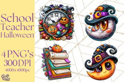 Halloween Teacher Clipart PNG School Bundle Product Image 1