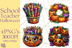 Halloween Teacher Clipart PNG School Bundle Product Image 1