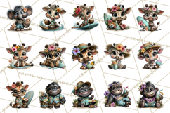 Hawaiian Safari Animals Tropical Beach Clipart PNG Product Image 4