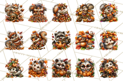 Feral Fall Friends Raccoon Opossum Squirrel Clipart Product Image 4