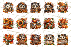 Feral Fall Friends Raccoon Opossum Squirrel Clipart Product Image 5