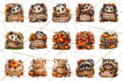Feral Fall Friends Raccoon Opossum Squirrel Clipart Product Image 6