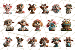 Easter PNG, Cottage Core Realistic Easter Animals Clipart Product Image 2