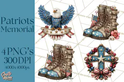 Inspirational Patriotic Memorial Clipart, 4th of July Png Product Image 1