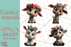 Easter PNG, Cottage Core Realistic Easter Animals Clipart Product Image 1