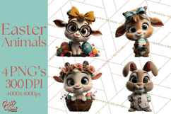 Easter PNG, Cottage Core Realistic Easter Animals Clipart Product Image 1