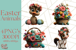 Easter PNG, Cottage Core Realistic Easter Animals Clipart Product Image 1