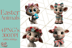 Easter PNG, Cottage Core Realistic Easter Animals Clipart Product Image 1