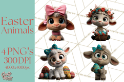 Easter PNG, Cottage Core Realistic Easter Animals Clipart Product Image 1