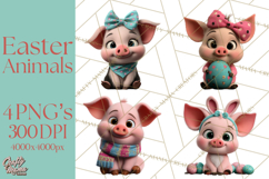 Easter PNG, Cottage Core Realistic Easter Animals Clipart Product Image 1
