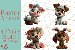 Easter PNG, Cottage Core Realistic Easter Animals Clipart Product Image 1