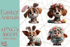 Easter PNG, Cottage Core Realistic Easter Animals Clipart Product Image 1