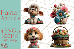 Easter PNG, Cottage Core Realistic Easter Animals Clipart Product Image 1