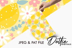 Yellow Ditsy Flowers And Lemons Repeat Seamless Pattern Product Image 1