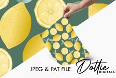 Lemons and Leaves on Green Repeat Seamless Pattern Product Image 1