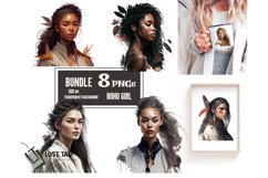 watercolor boho girl portraits clipart bundle png pod Product Image 1