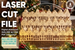 Advent Calendar Christmas Town- laser file, SVG pattern Product Image 1
