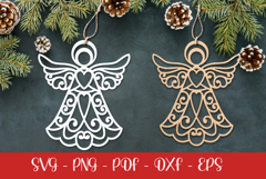Christmas Angel laser SVG PNG| Christmas ornament Product Image 1