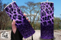 Purple Leopard Glitter Tumbler PNG 20oz Skinny Wrap Product Image 1