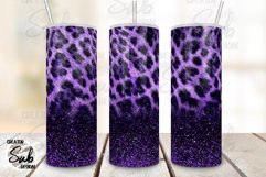 Purple Leopard Glitter Tumbler PNG 20oz Skinny Wrap Product Image 2