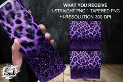 Purple Leopard Glitter Tumbler PNG 20oz Skinny Wrap Product Image 3