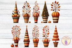 Clip Art or Clipart: Autumn Topiary Clipart Product Image 1
