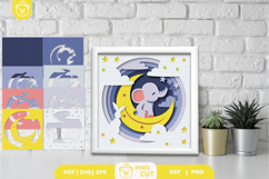 Baby Elephant Nursery Room 3D Shadow Box SVG Product Image 1