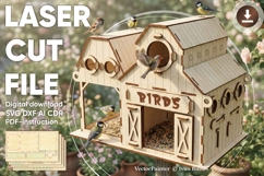 Barn Birdhouse - laser cut file, Glowforge pattern Product Image 1