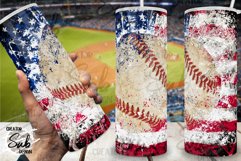 Patriotic Flag Baseball Tumbler Design 4th of July Gift Product Image 1