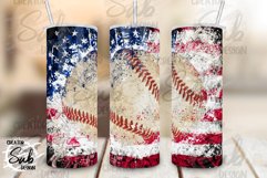 Patriotic Flag Baseball Tumbler Design 4th of July Gift Product Image 2