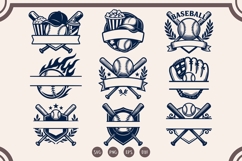 Baseball Split Monogram SVG Bundle | Name Frames Product Image 1