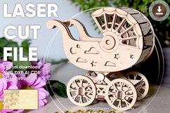 Baby stroller Miniature - laser cut file, Birthday SVG laser Product Image 1