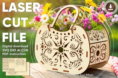 Basket - laser cut file, Glowforge pattern, SVG DXF AI CDR Product Image 1