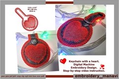 In the hoop Embroidery Keychain with heart. Gift to remember Product Image 1