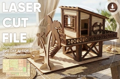 Beach house - 3d laser files, House miniature SVG plan Product Image 1