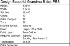 Grandma B - Beautiful Grandma - Machine Embroidery Design Product Image 3