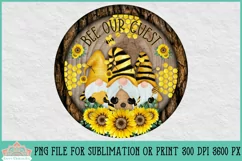 Bee Our Guest Gnome Sign | Round Farmhouse Sublimation Product Image 2