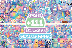 Holographic Stickers Bundle | Rainbow Shiny Sticker Pack PNG Product Image 1