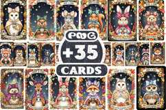 Fall Autumn Animals Tarot Card Clipart | Boho Woodland Product Image 1