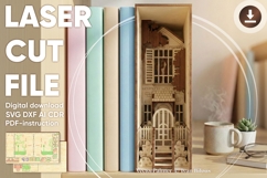 Book nook House - laser cut file, Glowforge pattern Product Image 1