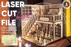 Music Store Book Nook Laser Cut File, SVG Template for DIY Product Image 1