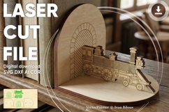 Book Nook Train - laser cut file, SVG DXF Book corner Product Image 1