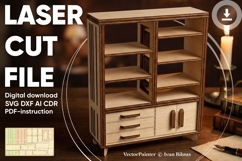 Bookcase cabinet dollhouse furniture - laser cut file SVG Product Image 1