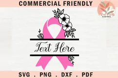Breast Cancer ribbon split monogram SVG,cancer awareness svg Product Image 1