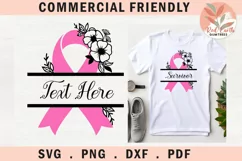 Breast Cancer ribbon split monogram SVG,cancer awareness svg Product Image 1