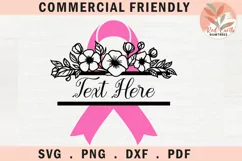 Breast Cancer ribbon split monogram SVG,cancer awareness svg Product Image 1