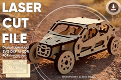Buggy 3d puzzle - laser cut file, SVG DXF plan Product Image 1