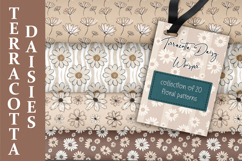 Terracotta Daisy Seamless Patterns, Boho Floral Neutral PNG Product Image 2