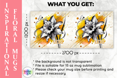 Inspirational Floral Mug Wraps, Artistic 15oz Mug Design Product Image 2